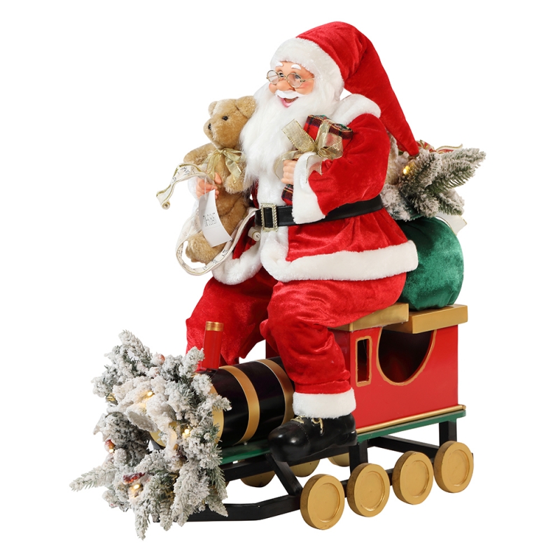 60/90cm Treno di Natale Babbo Natale con illuminazione ornamento decorazione festival figura figurina collezione tradizionalenatale