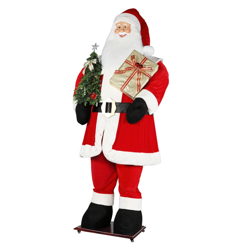 3.8m Big Big Christmas Babbo Natale con albero e sacchetto regalo LED Luce sorgere e down show decorazione festival festival vacanze lusso