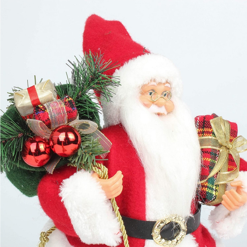 14inch in piedi Red Christmas Santa Claus figurine con scatola regalo Ago di pino in plastica tradizionale ornamento ornamento decorazione vacanze
