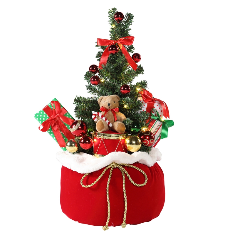 60 cm Natale orso albero home display regali borsa a led ornamento decorazione decorazione figurina partito collezione luci di albero di Natale