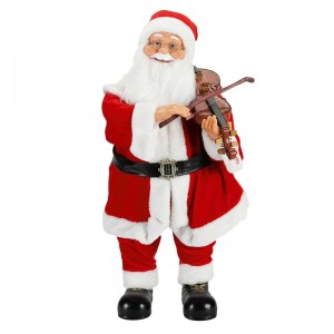 80 cm animato illuminazione dinatale illuminazione musicale santa claus con ornamento di violino decorazione tradizionale figurina figurina collezione