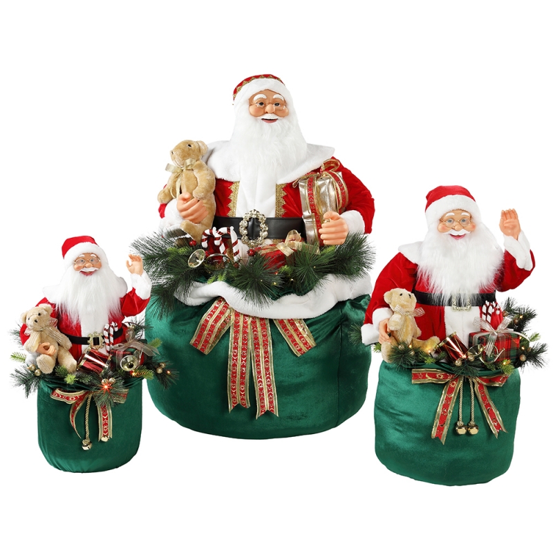 65/85/115cm Natale animato Babbo Natale con illuminazione festa musicale ornamento decorazione figurina collezione tradizionale