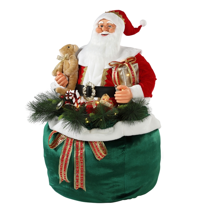65/85/115cm Natale animato Babbo Natale con illuminazione festa musicale ornamento decorazione figurina collezione tradizionale