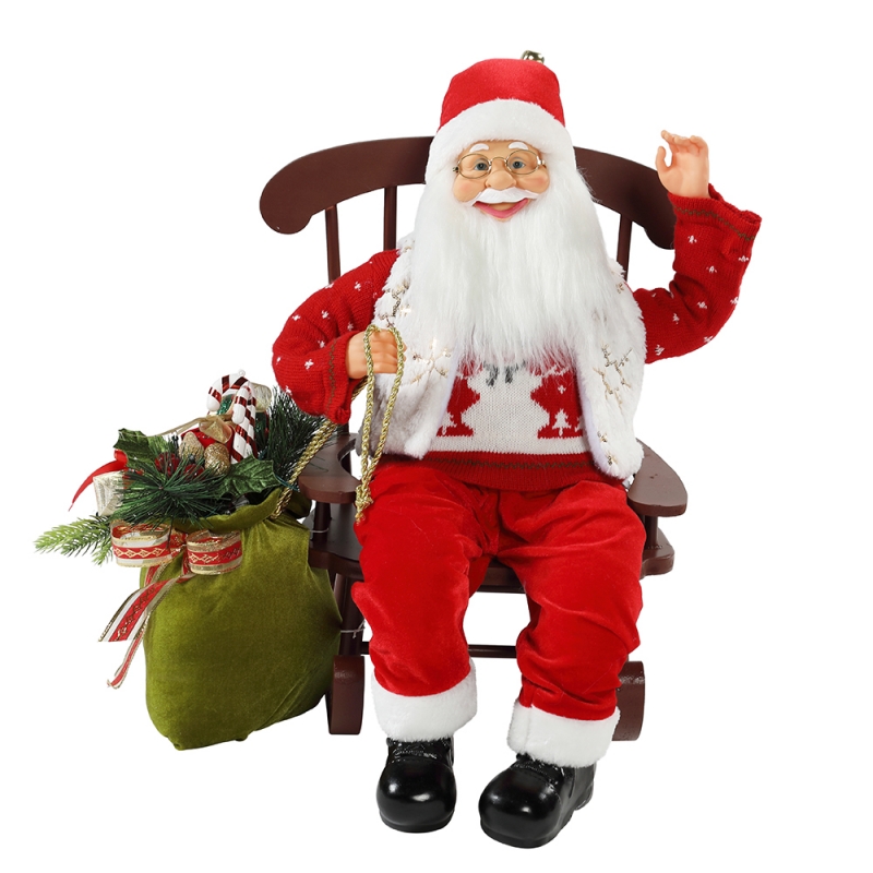 Sedia 55cm animata Santa Claus con lucenatale ornamento figurina decorazionenatale bambole vacanze raccolta vacanza regali