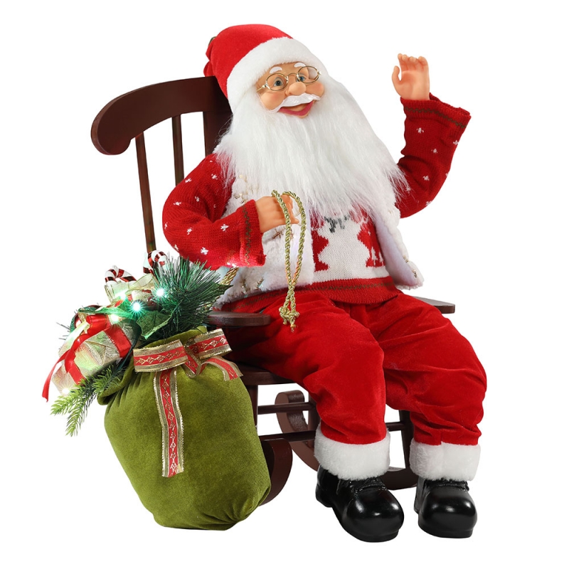 Sedia 55cm animata Santa Claus con lucenatale ornamento figurina decorazionenatale bambole vacanze raccolta vacanza regali