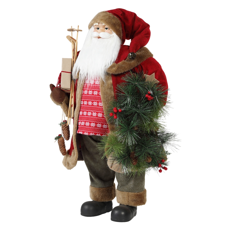 30 ~ 110 cm Natale in piedi Babbo Natale con ghirlanda ornamento decorazione collezione figurina tradizionale serie Xmas series