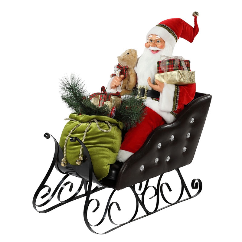80cm Seduta slitta Babbo Natale con illuminazione ornamentonatale decorazionenatalizia collezione figurina figurina