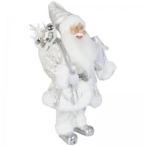 Nobile 45cm Decorazioninatalizie in piedi Santa Claus in argentonatale ornamenti albero forniture figurina tradizionale vacanza