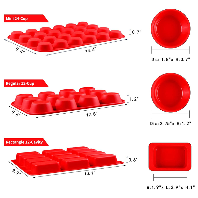 Stampi per muffin in silicone rettangolare rotondo, forniture di cottura