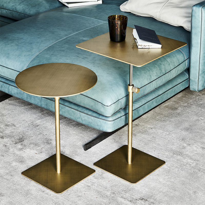 Vendita caldanuovo design tavolo laterale in oro moderno dorato in acciaio inox in acciaio inox tondo tavolo sollevabile in acciaio inox