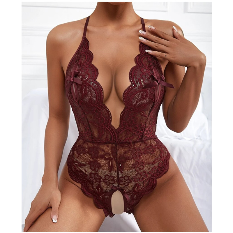 Lace Halter Sexy Sexy Shackless Pizzo One-Piece Sexy Sexy Lingerie Decoration Lace