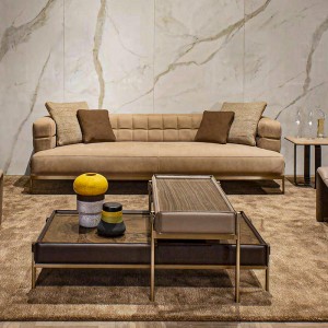 Combinazione minimalista italiana Nidificazione Design in acciaio inox Le gambe in acciaio inox Rettangolo Tavolo da tavola da tavola in pelle di legnonaturale