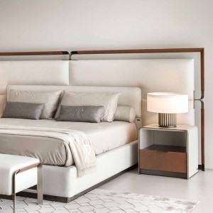 comodino da letto di alta qualità Design moderno italiano comodino in pelle di lusso