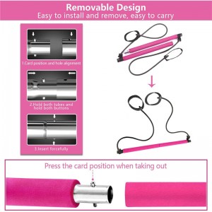 Set di bar di Pilates, stick pilate di yoga portatile con anello del piede a fascia di resistenza, attrezzatura per il fitness