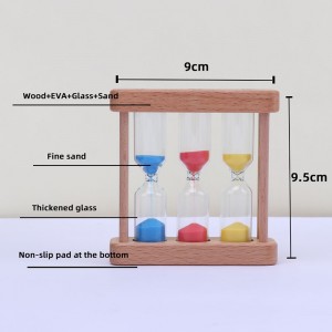 La fabbrica può essere personalizzata da 3 in 1 timer di sabbia di vetro in legno per clessidra per cucina cucina europea in legno in legno a rotazione del clessista