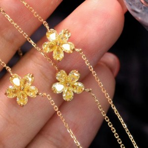 18K/14k/10k collana di petali di diamante giallo oro per ragazza