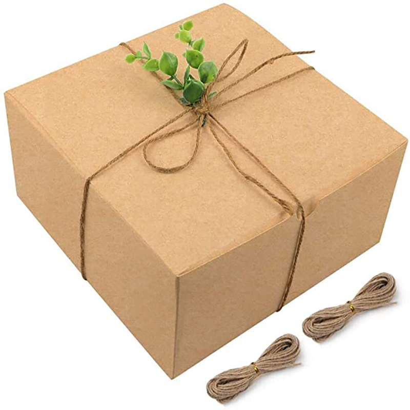 Moretoes Brown Regalo Boxes Kraft Pack 8x8x4 pollici, scatole di cartone regalo di carta con coperchi per regali di Natale, scatole di proposte di damigella, scatole per cupcake, scatola regalo per creare