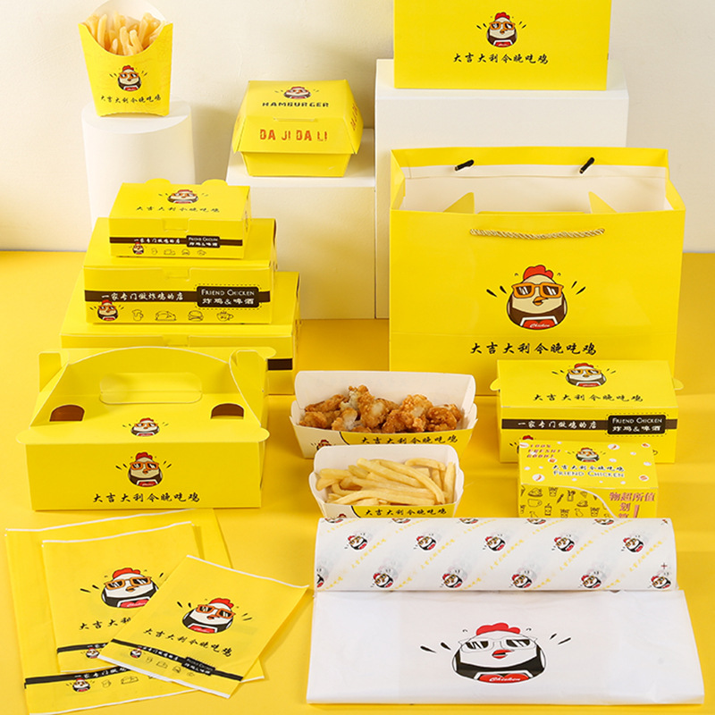 Cibo personalizzato Kraft Paper Box Box Fried Chicken Burger Boxaging Box Fritta Fritta Fritta Pizza Octopus Balline