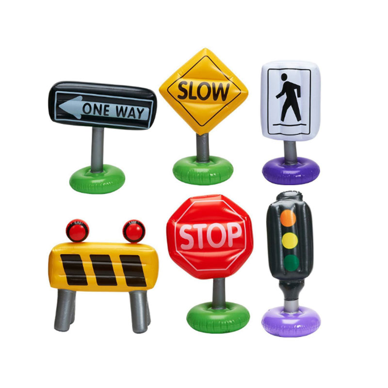 Produttori di segnali stradali gonfiabili in PVC personalizzati che soffiano blocchi stradali segnali di avvertimento giocattolo in pvc giocattolo