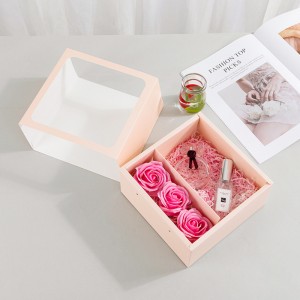 Pullo-out Flower Box Transparent Portable Gift Rose Box Regalo Gift Packaging Black Powder Supplies Cartone