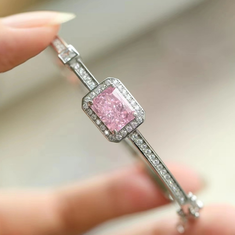 Sterling Silver 925 con braccialetto di diamanti colorato in carbonio alto