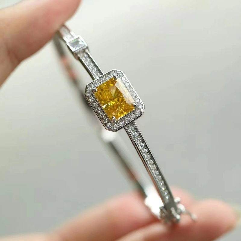 Sterling Silver 925 con braccialetto di diamanti colorato in carbonio alto
