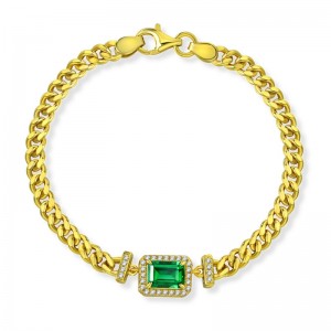 2022 NUOVI EMERALD COLTUTO 1CT 5*7 Bracciale cubano European e American Retro Jewelry
