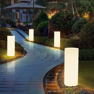 luci di arredamento per arte da giardino esterno a outdoor RGB Cambiamento del colore cilindrico lampada da pavimento a batteria impermeabile con remoto per decorazioni da giardino, commerciale, matrimonio, celebrazione