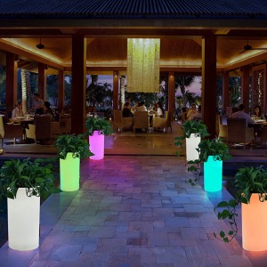 pentole a fiori illuminati da giardino all\'aperto, vaso di fiori illuminati in plastica a LED in plastica RGB per matrimoni, festa per eventi, hotel, decorazione della cerimonia di apertura del centro commerciale (IP68 impermeabile)