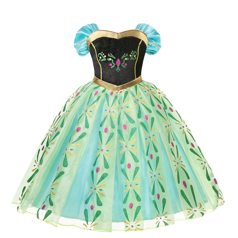 Abito principessa Anna per ragazze classiche floreali floreali Mesh Gown Kids Halloween Cosplay Snow Queen Party Costumi