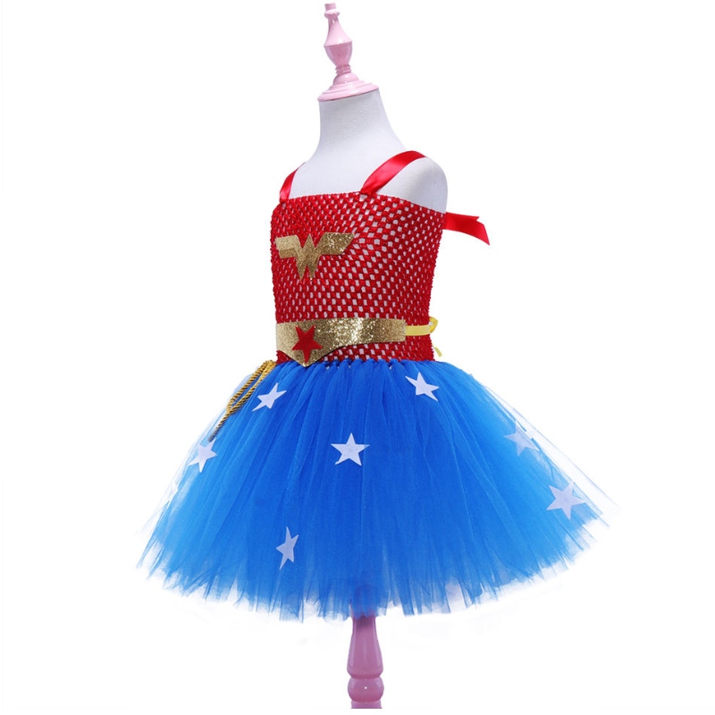 Abito da ragazza Cosplay Dawn of Justice Dress for Girls Kids Kids Superhero Cosplay Costume da festa di Halloween per 2-12 anni