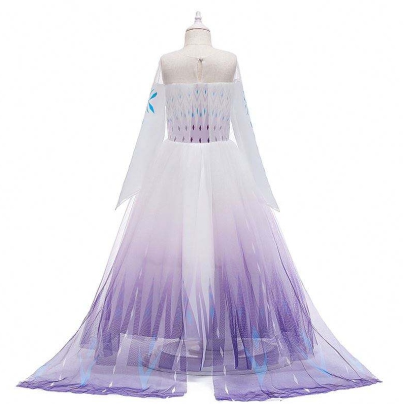 2020 all'ingrosso INS Snow Queen Elsa Dress Princess Girl Anna Long White Dress BX1693