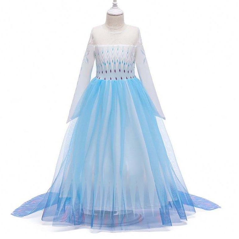 2020 all'ingrosso INS Snow Queen Elsa Dress Princess Girl Anna Long White Dress BX1693