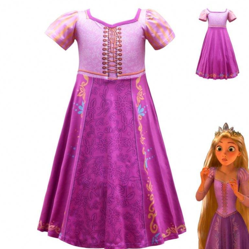 Nuovo stile Rapunzel Girls Dress Long Cosplay Costume Ice Princess Cartoon Skirt per Party 3753