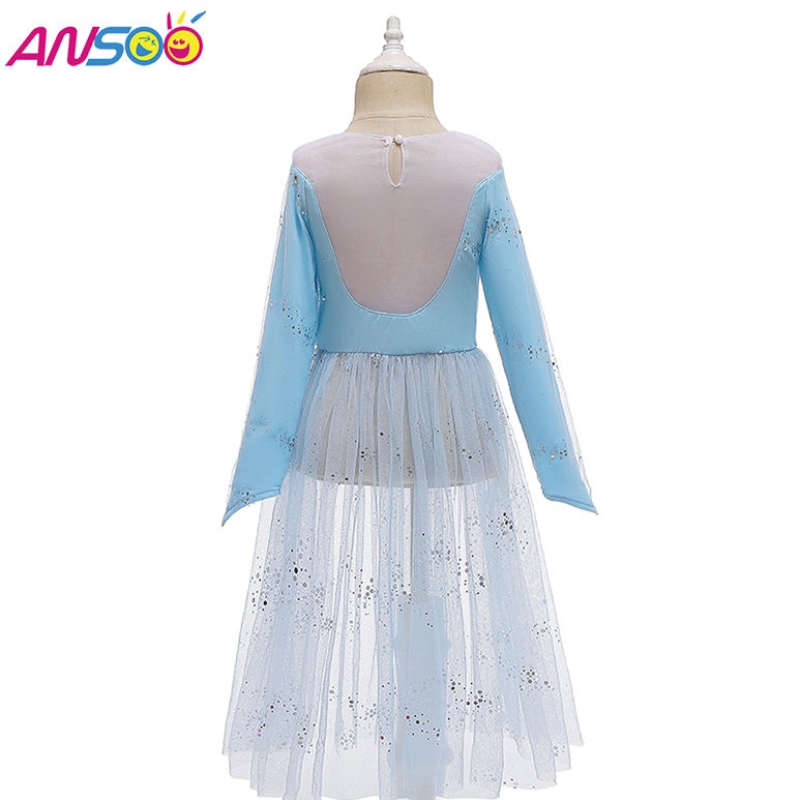 ANSOO DRESS UP 2 Principessa Elsa Anna Abito Fashion Costume Elsa 2 Film 2 Abito per ragazze di 2-13 anni