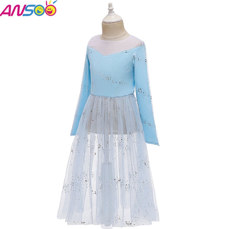 ANSOO DRESS UP 2 Principessa Elsa Anna Abito Fashion Costume Elsa 2 Film 2 Abito per ragazze di 2-13 anni