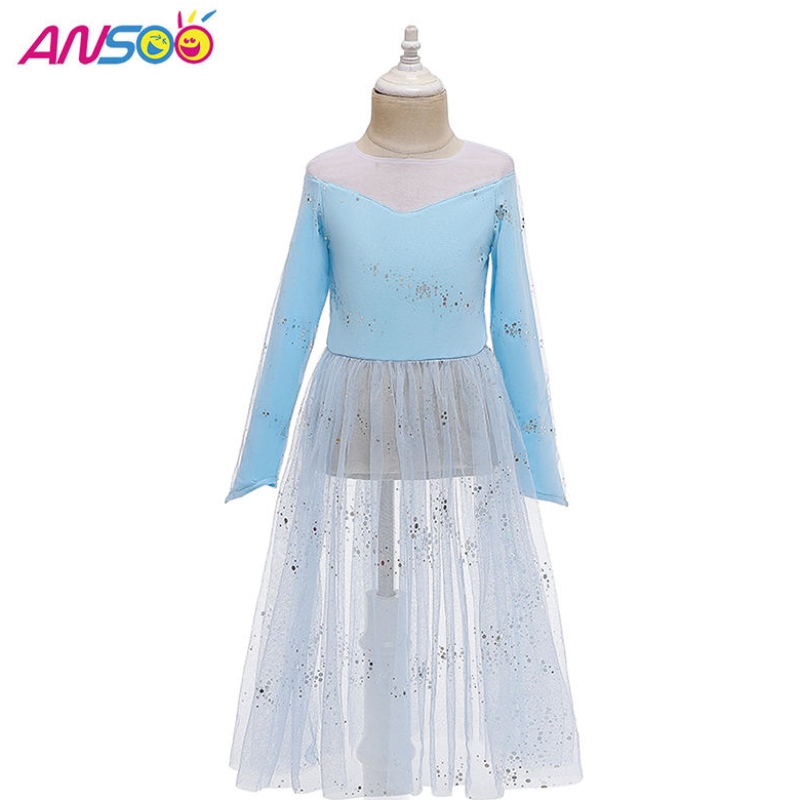 ANSOO DRESS UP 2 Principessa Elsa Anna Abito Fashion Costume Elsa 2 Film 2 Abito per ragazze di 2-13 anni