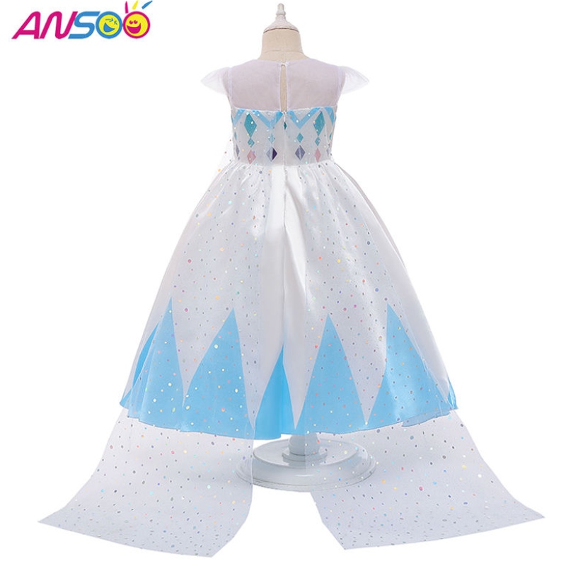 Ansoo Nuovo prezzo all'ingrosso Cartoon Elsa White Princess for Girls Dresses Halloween costumi per ragazze