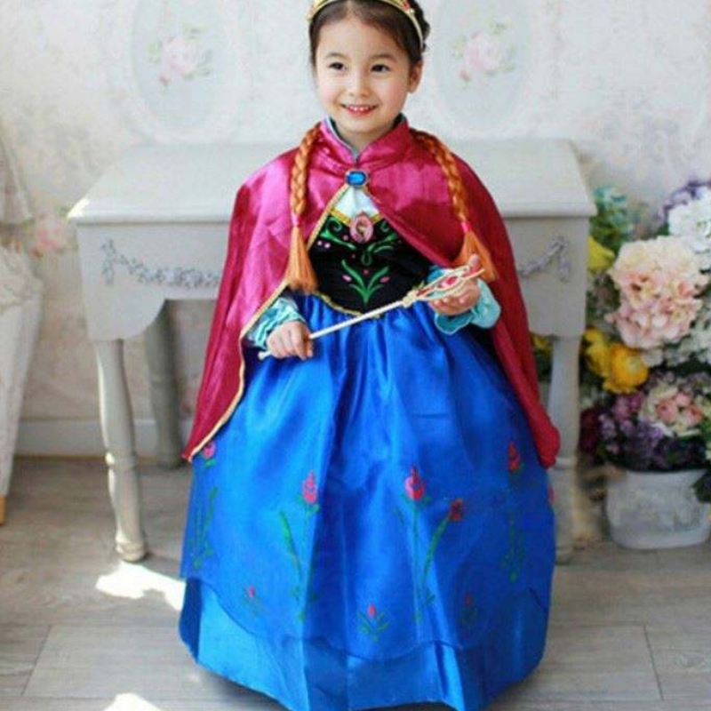 Baige New Kids Fancy Dress costumi Elsa Anna Long Stupy Halloween Abito da festa con Cape BXDCPF