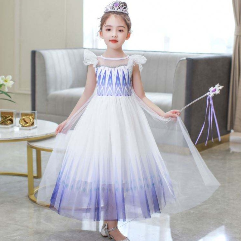 All'ingrosso 3-10 anni Principessa Snow Queen Elsa Queen Dress con accessori Crown Braid Wand HCGD-029