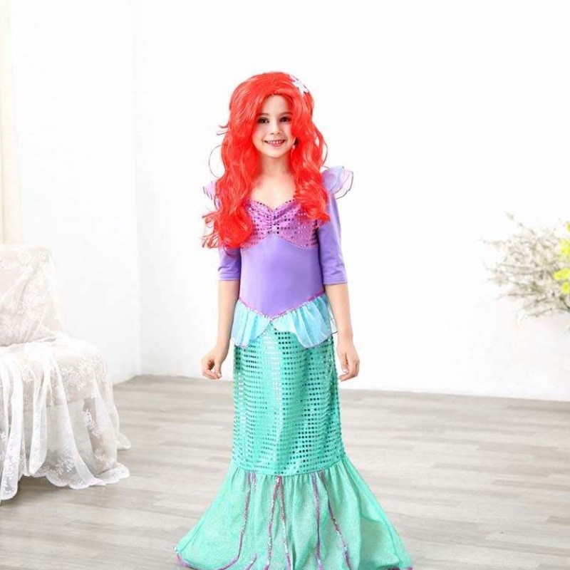 Festa di compleanno vestito di Natale up 2-10 anni per bambini principessa cosplay ragazza ariel mermaid costume hcmm-001