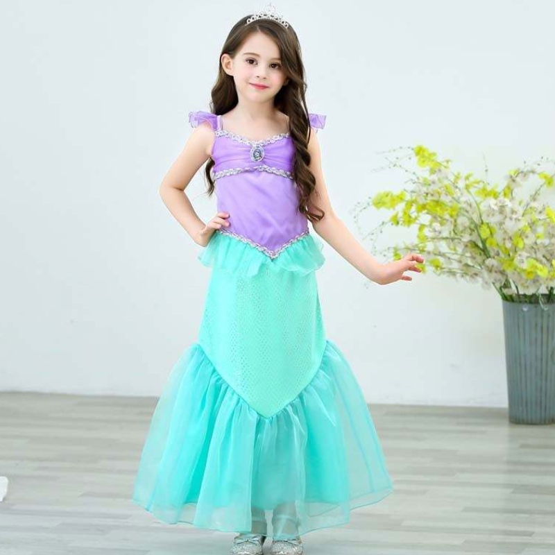 Festa di compleanno vestito di Natale up 2-10 anni per bambini principessa cosplay ragazza ariel mermaid costume hcmm-001