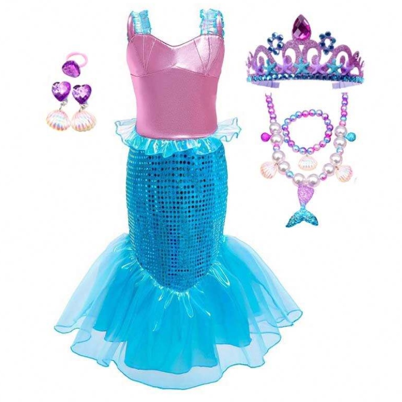 Festa di compleanno vestito di Natale up 2-10 anni per bambini principessa cosplay ragazza ariel mermaid costume hcmm-001