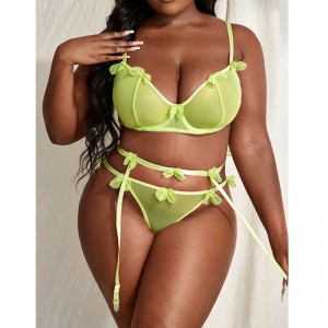 Dettagli Appliques Set di lingerie sexy con un paio di giarrettiere