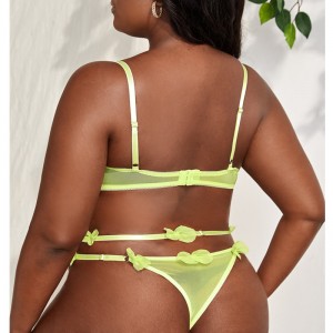 Dettagli Appliques Set di lingerie sexy con un paio di giarrettiere