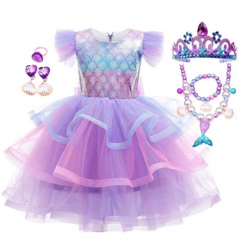 2022 Girls Birthday Party Abito Mermaid Cown Cown Collace Princess Girl Mermaid Dress for Kids Girls HCMM-004