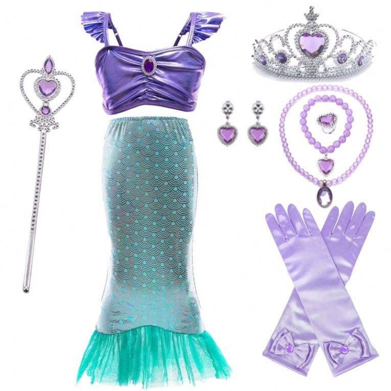 2022 Price all'ingrosso Princess Dress Up Little Girls Mermaid Long Tail Dress Girls HCMM-007