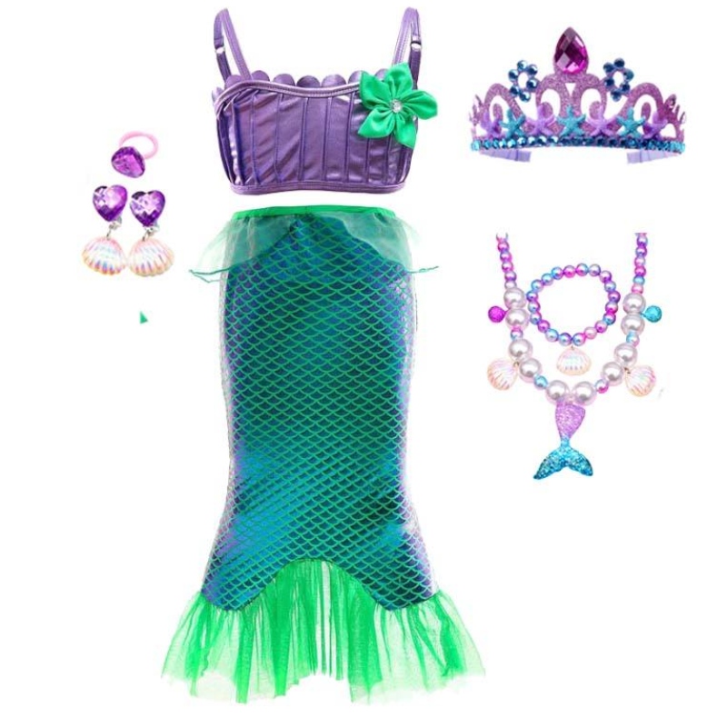 2022 Price all'ingrosso Princess Dress Up Little Girls Mermaid Long Tail Dress Girls HCMM-007