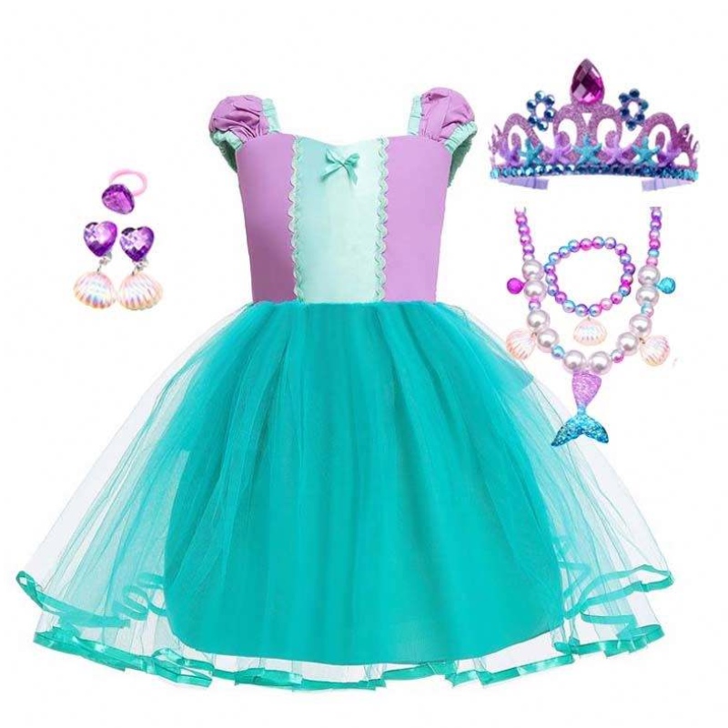 Mermaid Angel Alice Alice Child Principessa Fluffy Blue Mermaid Abito a tema per la bambina HCMM-008