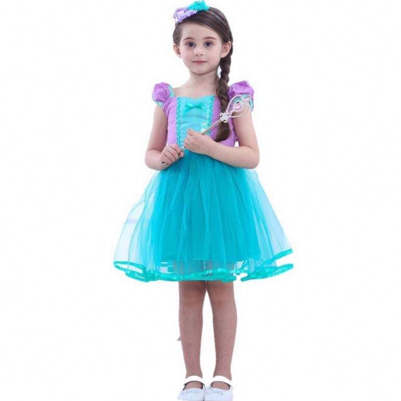 Mermaid Angel Alice Alice Child Principessa Fluffy Blue Mermaid Abito a tema per la bambina HCMM-008